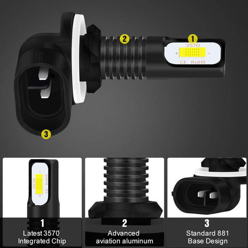 2 Luces Antiniebla Led 881 898 889 Aptas Para Kia Hyundai