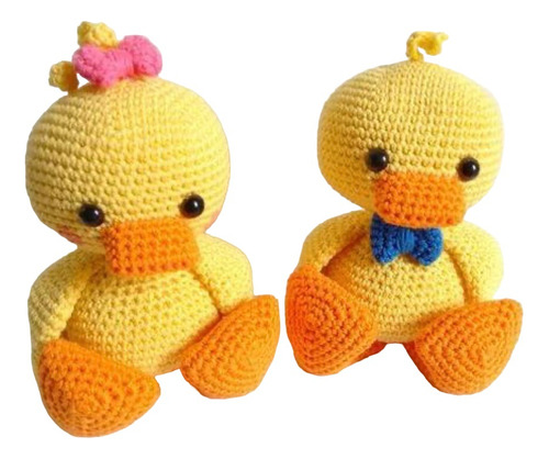 Pareja De Patos 30 Cm Peluche Tejido - Muñeco De Apego