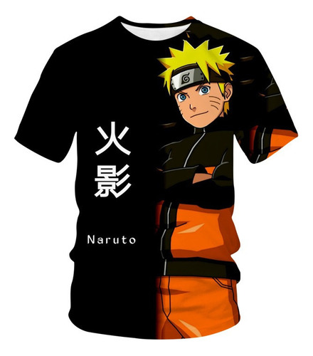 Men Camiseta Con Estampado 3d De Naruto De Anime Japonés