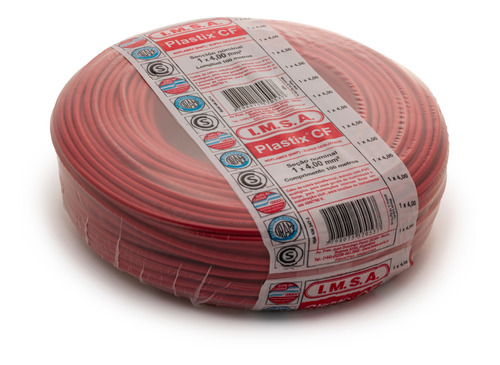 Cable Imsa Plastix  Cf  4 Mm² (rollo X 100 M) Rojo