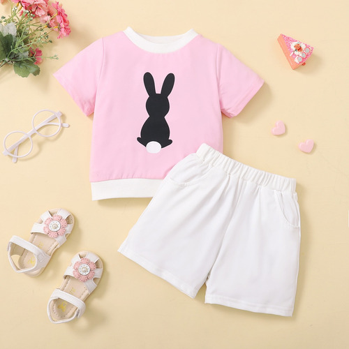 Conjunto Lindo Y Fresco De Verano Rosa Para Bebé 3m-2a