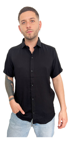 Camisa De Lino Negra