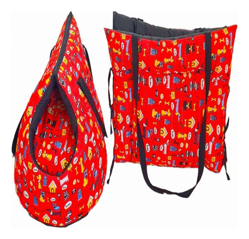 Kit Transporte Bolsa Colchonete Impermeavel Pop Dog Vermelho