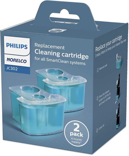 Philips Norelco Cleaning Cartridges For Smartclean Jc302/52