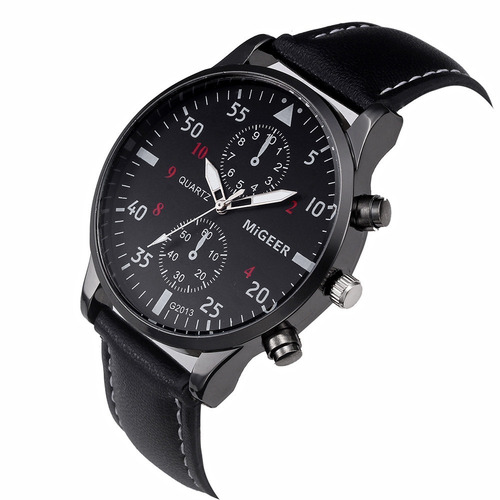 Relógio Masculino Migeer Pulseira De Couro, Em Promoção!