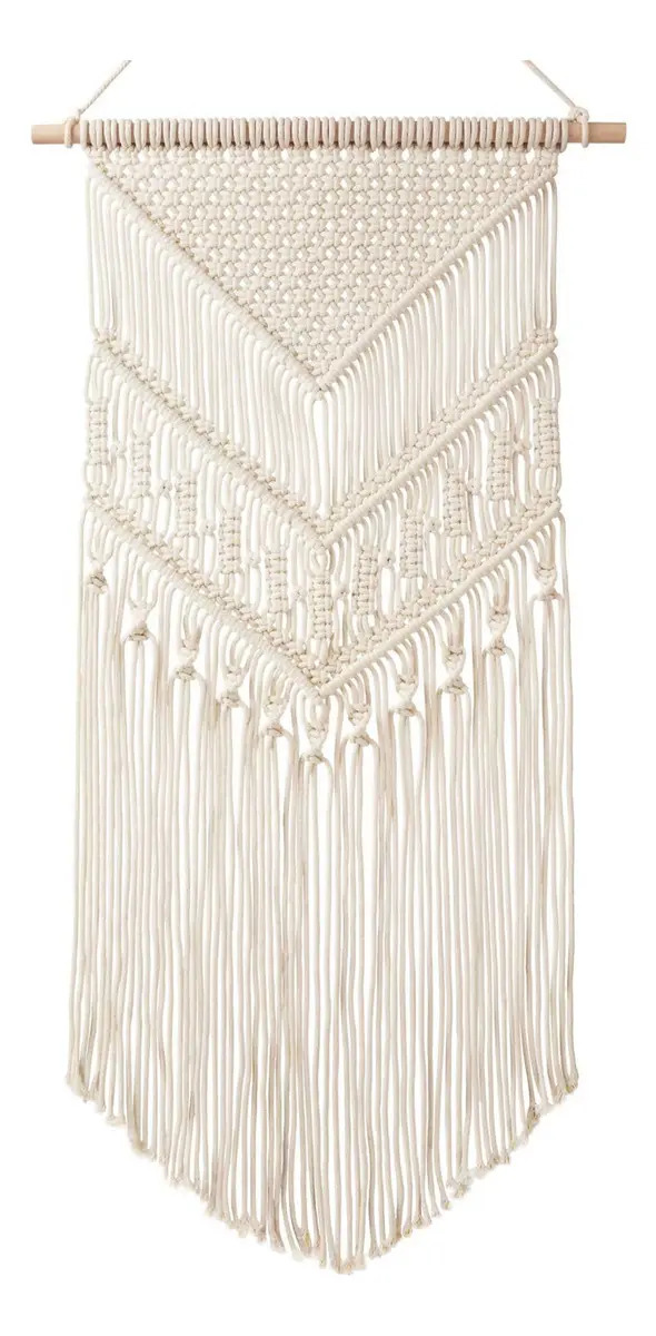 Tapiz Macramé Beige Yuanxin Algodón Hecho a Mano 30x80cm Decoración Pared