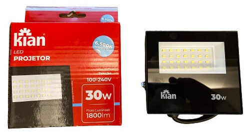Kit Com 2x Refletores Kian 30w 6500k Luz Branco Frio