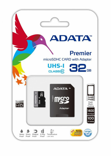 Imagen 2 de 2 de Memoria Flash Adata 32gb Microsdhc Uhs-i Clase 10 Adaptador
