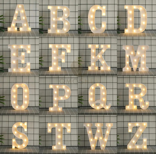 Letras Y Números Led 3d Luces Foco Lampara Decora Abecedario