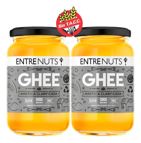 Manteca Clarificada Ghee Sin Tacc Entrenuts Frasco 300g X2