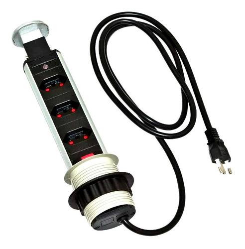 Torre 3 Tomadas Retrátil Multiplug Embutir 20a Antichoque