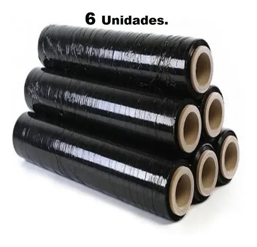 Film Negro Para Embalar 250 Mts Strech Alusa Pack 6 Unidades