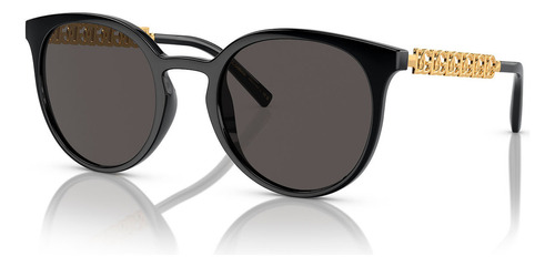 Óculos De Sol Dolce & Gabbana Dg6189u 50187-52 Cor Preto Cor da armação Preto Cor da haste Dourado Cor da lente Cinza-escuro