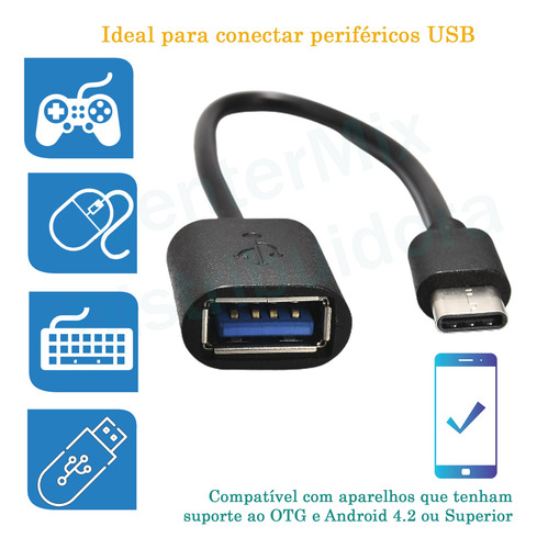 Cabo Otg Type C Conecte Pen Drive/mouse No Celular Xt-2002