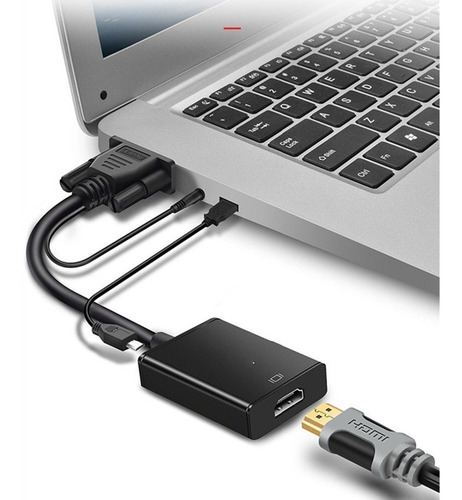 Imagem 4 de 5 de Cabo Mini Convesor Vga Para Hdmi Com Áudio E Vídeo Full Hd