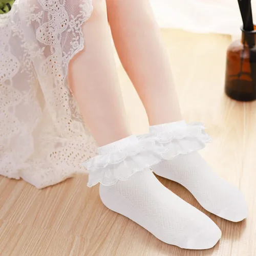 Calcetines De Encaje Con Volantes Para Bebs Y Ninas Pequenas