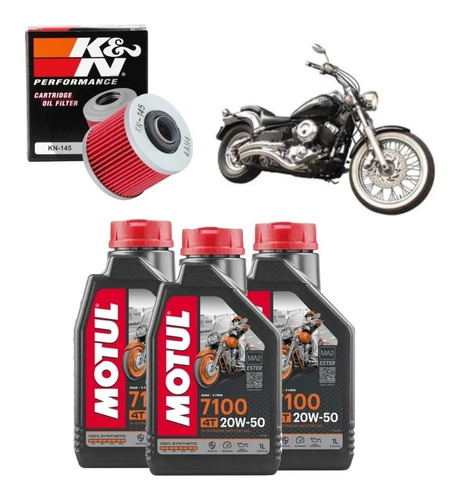 Kit Troca Repsol Xvs Dragstar 650 Motul 7100 20w50 Kn145