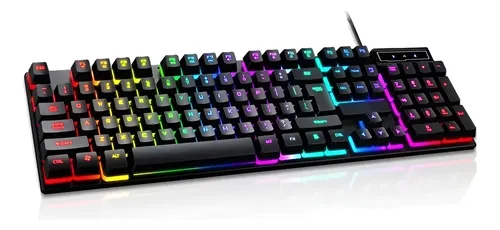 Teclado Gamer Semi Mecânico Led Rgb Abnt2 Usb Pc Computador Preto