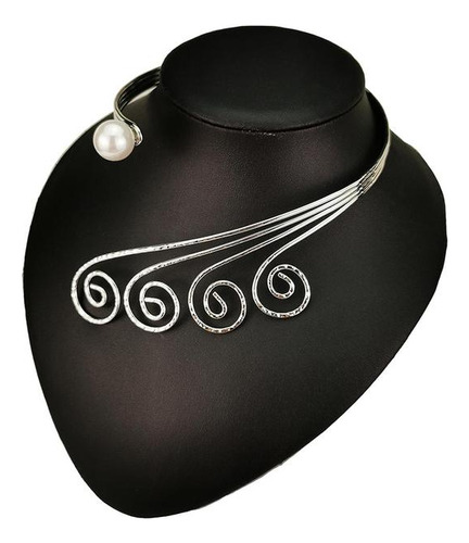 Collar De Estilo Pavo Real Para Mujer, Gargantilla Silve Nec