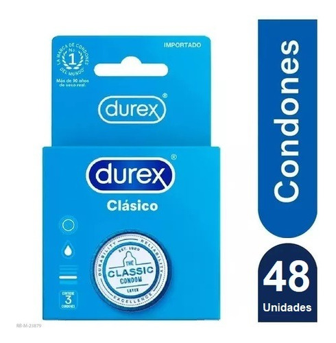 48 Condones Preservativos Durex Clásico 48 Unidades