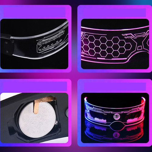 Gafas Led Visor - 7 Colores,12 Modos Gafas De Sol Futuristas