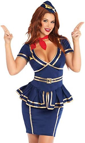 Leg Avenue 3 Piezas Friendly Skies Attendant Set-vestido De 