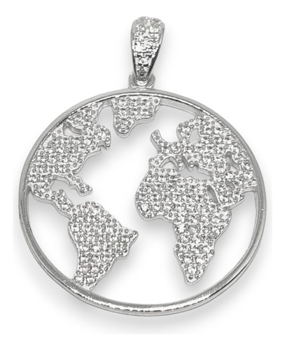 Dije Plata Mundo Micro Pave 25mm