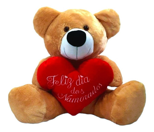 Urso De Pelúcia Com Coração Feliz Dia Dos Namorados 60cm | MercadoLivre