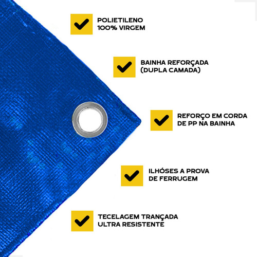 Lona Azul 8x5 Cobertura Camping Tenda Telhado Obra