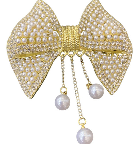Lurrose Bow Hair Spring Clip Pearl Rhinestone Butterfly Fre.
