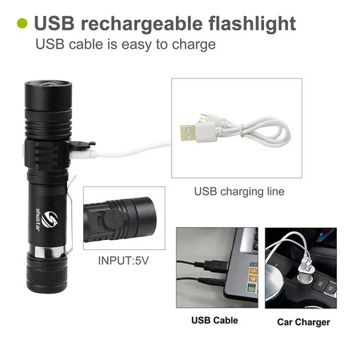 Linterna Led Ultrabrillante Recargable Con Xp-l V6 4 Modos