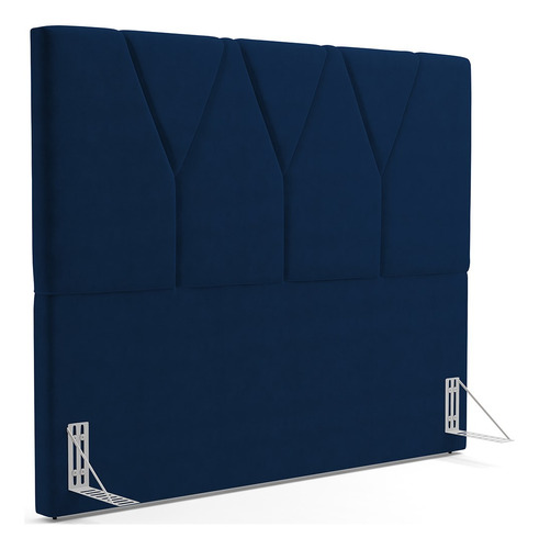 Cabeceira Cama Box Casal King 195cm Aura Suede Azul