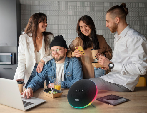 Bocina Misik Ms244 Portátil Bluetooth Negra Con Led