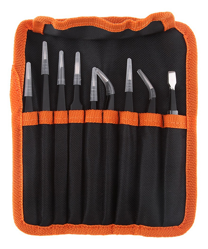 Imagen 2 de 11 de 9pcs Pinzas De Acero Inoxidable Antiestática Herramienta