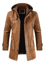 Comprar Gabardina Piel Sintética Con Capucha Chaqueta Abrigos Hombre