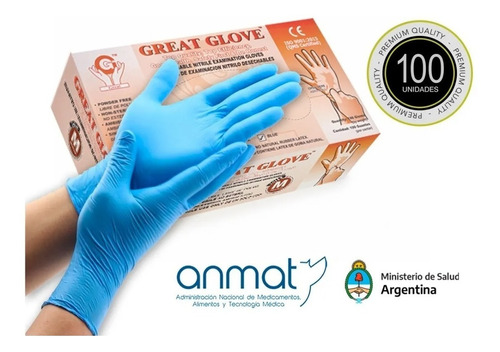 Imagen 1 de 6 de Guantes De Nitrilo Combo 100 Unidades Certificados Anmat