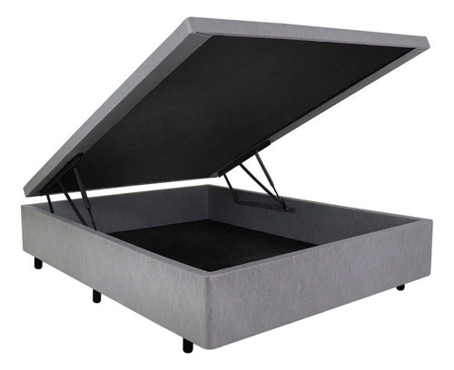 Base Box Baú Viúva Em Courino 120x203x42cm Cinza Djwt