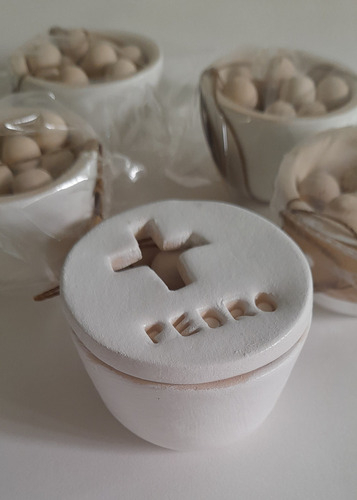 12 Souvenir Bautismo Personalizado Cerámica Perfumada