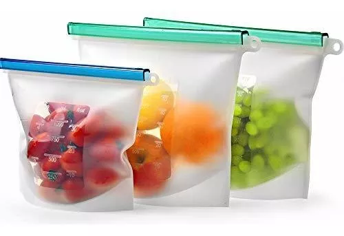 8 Bolsas de Silicona re-utilizables para almacenamiento de