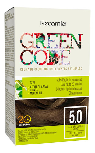 Tinte Green Code Castaño Claro Natural 5.0 X 50g