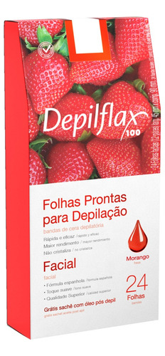 288 Folhas Prontas Facial Depilflax Morango Hortela Natural