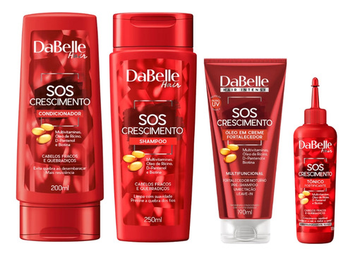 Kit Dabelle Sos Crescimento Shampoo+cond+óleo Creme+tônico