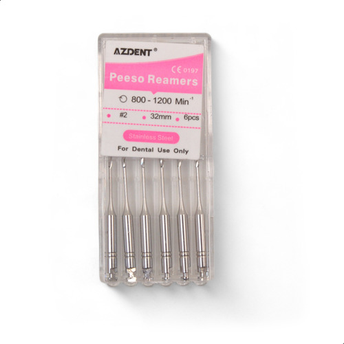  Fresas Peeso Dentales Piso #2 Endodoncia 32mm Azdent 6 Pzs