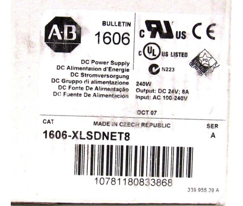 New Allen Bradley 1606-xlsdnet8 Power Supply Ser.a 1606x Ddb
