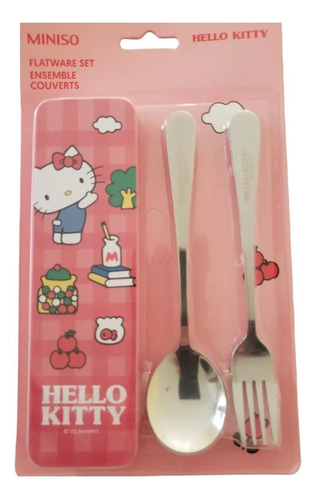 Hello Kitty Cuchara Y Trinche Travel Set Nuevo, Original 