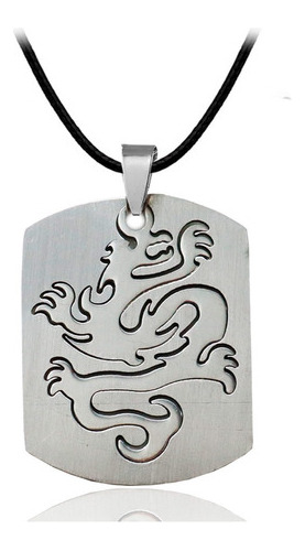 Collar Dragón Placa Acero Inoxidable + Estuche