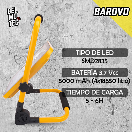 Reflector 30w Recargable Flash Luz Emergencia Led Portatil Color De La Carcasa Amarilla Color De La Luz Blanco Frío