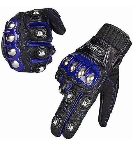 Guantes Moto Con Nudillos Duros, Xl, Azul.