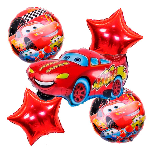 Bouquet Globos Cars Carros Rayo Mc Queen Rojo Niño