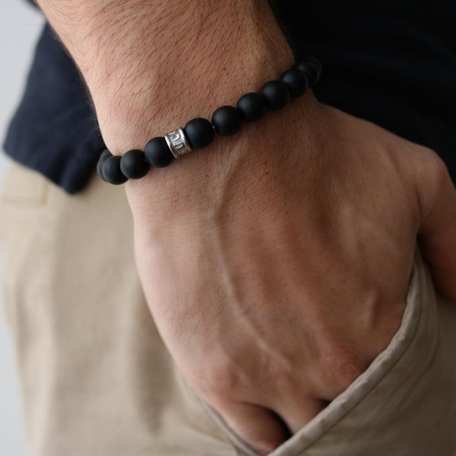 Pulsera Hombre Brazalete Día Del Padre Piedras Naturales.